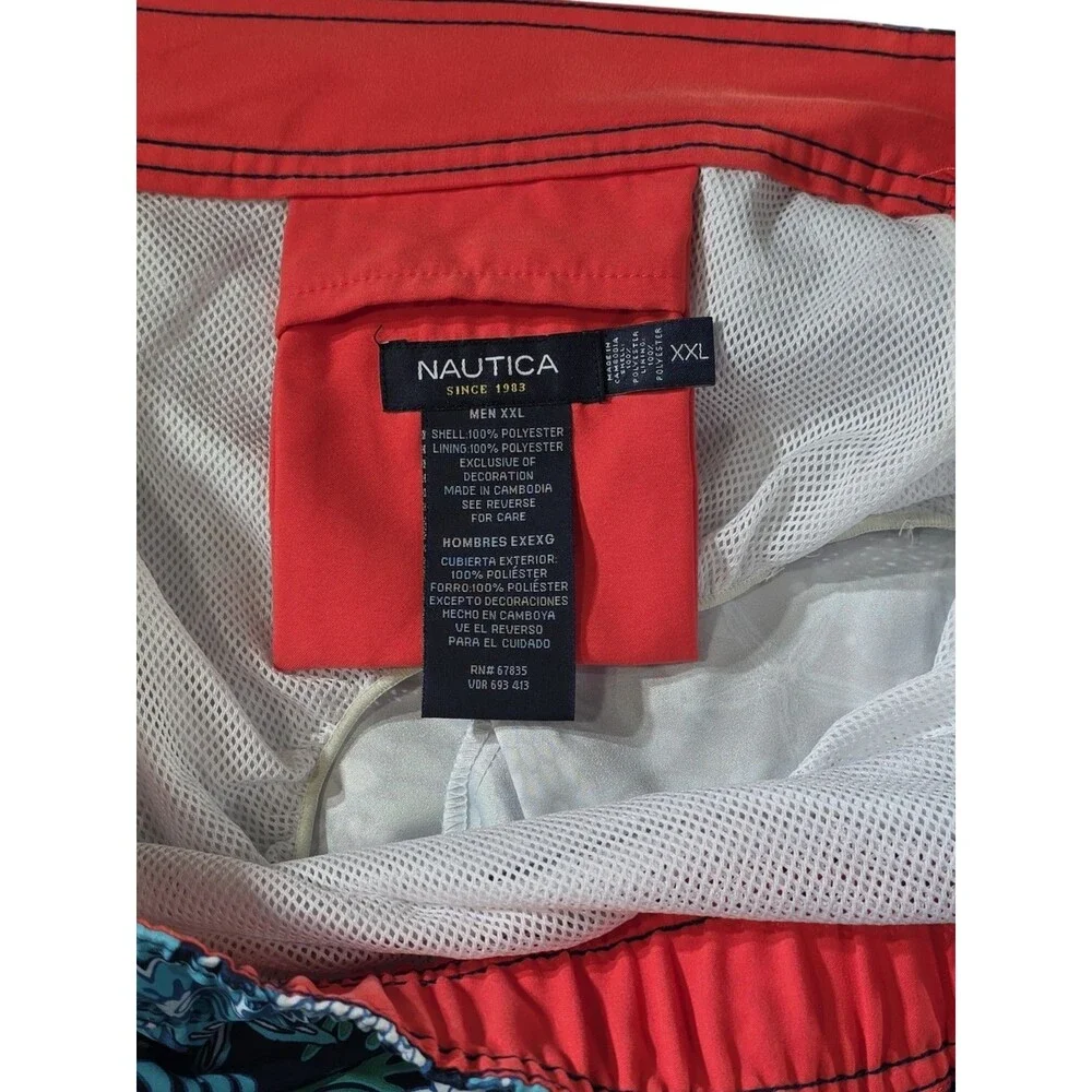 Nautica Mens XXL Board Shorts Swim Trunks Tropical Floral Fish Mesh Lined EUC